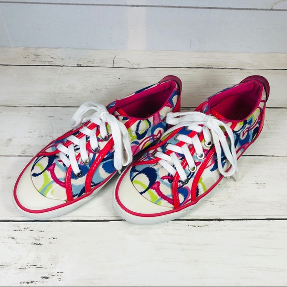 COACH Barrett Leatherware Signature Sneakers Sz 6 - Picture 2 of 9